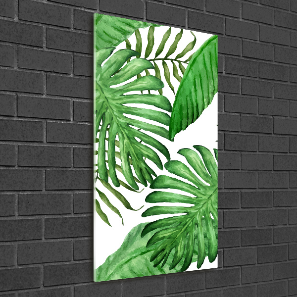Quadro vetro verticale Foglie tropicali