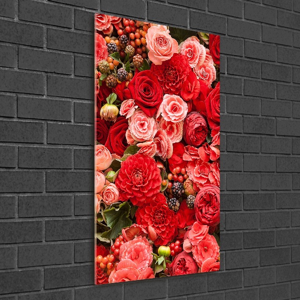 Quadro di vetro verticale Un mazzo di fiori