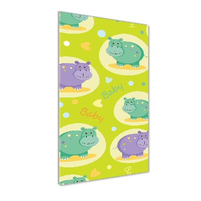 Quadro di vetro verticale Ippopotami