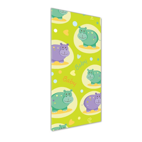 Quadro di vetro verticale Ippopotami