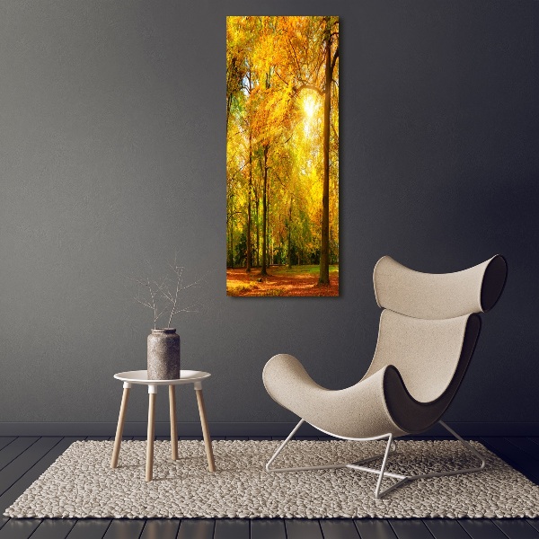 Quadro di vetro verticale Foresta in autunno