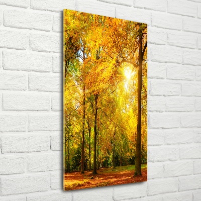 Quadro di vetro verticale Foresta in autunno