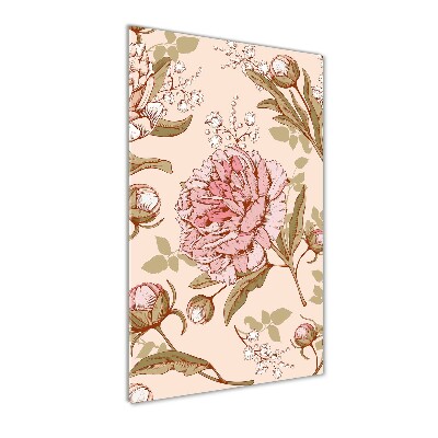 Quadro di vetro verticale Peonie