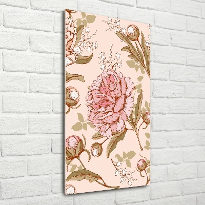 Quadro di vetro verticale Peonie