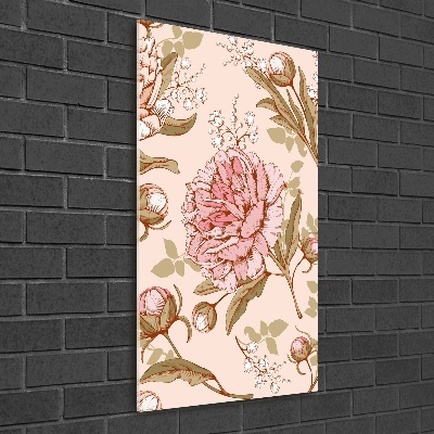 Quadro di vetro verticale Peonie