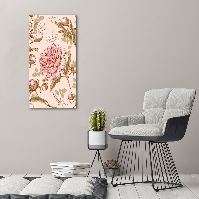 Quadro di vetro verticale Peonie
