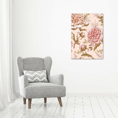 Quadro di vetro verticale Peonie