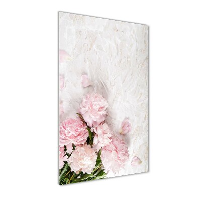 Quadro vetro verticale Peonie marmo