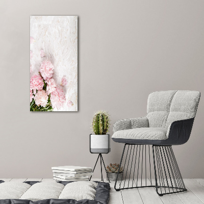 Quadro vetro verticale Peonie marmo