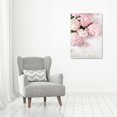 Quadro vetro verticale Peonie marmo