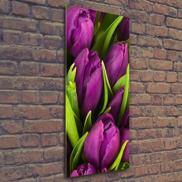Quadro in vetro verticale Tulipani viola