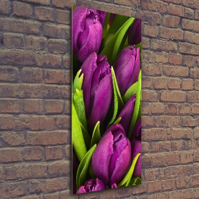 Quadro in vetro verticale Tulipani viola