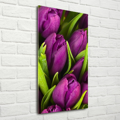 Quadro in vetro verticale Tulipani viola