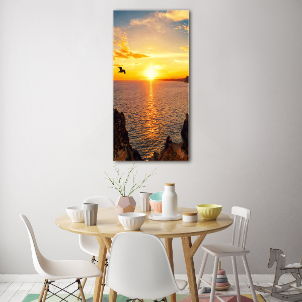 Quadro in vetro verticale Mare al tramonto