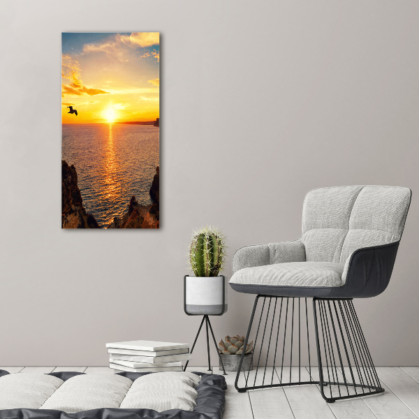 Quadro in vetro verticale Mare al tramonto