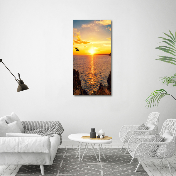 Quadro in vetro verticale Mare al tramonto