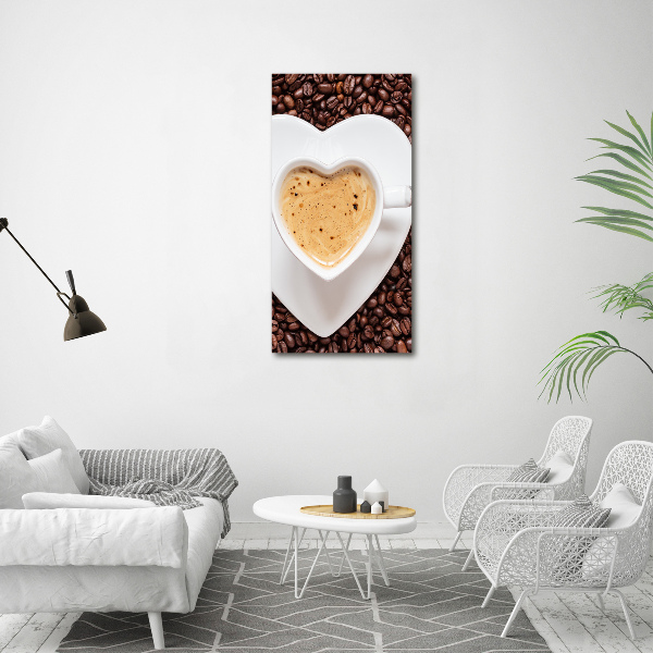 Quadro in vetro verticale Una tazza di caffè