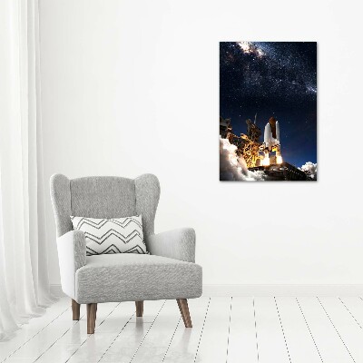 Quadro in vetro verticale Decollo del razzo