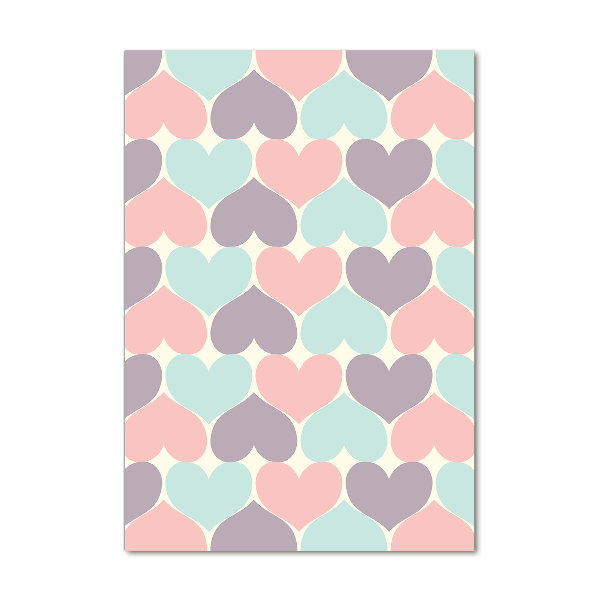 Quadro di vetro verticale Cuori colorati