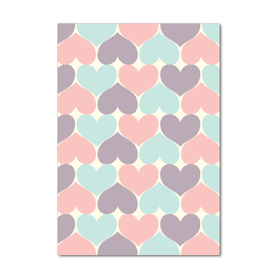 Quadro di vetro verticale Cuori colorati