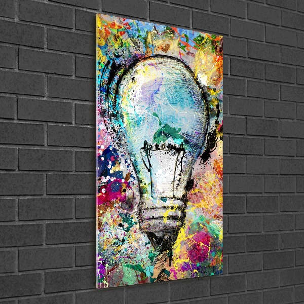 Quadro stampa su vetro verticale Lampadina colorata
