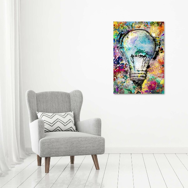 Quadro stampa su vetro verticale Lampadina colorata