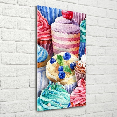 Quadro di vetro verticale Cupcake colorati