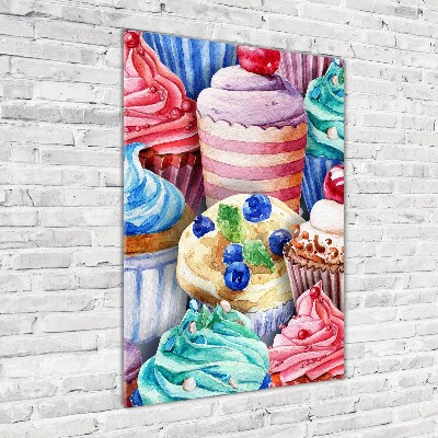 Quadro di vetro verticale Cupcake colorati