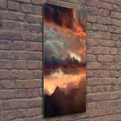 Quadro in vetro verticale Tramonto sulle montagne