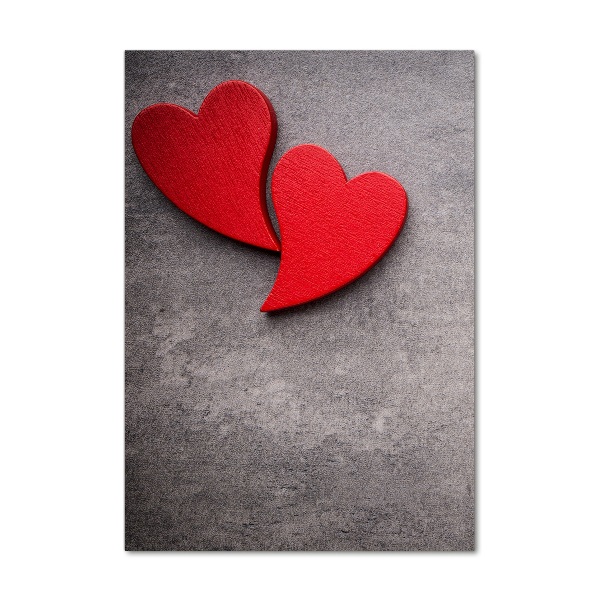 Quadro stampa su vetro verticale Cuori rossi
