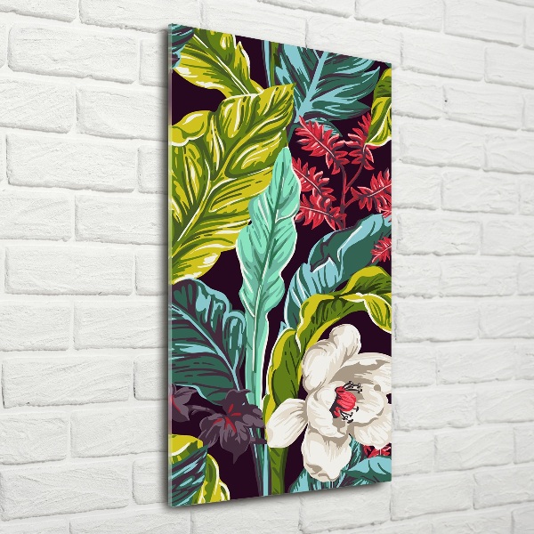 Quadro vetro verticale Fiori tropicali