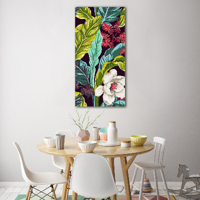 Quadro vetro verticale Fiori tropicali