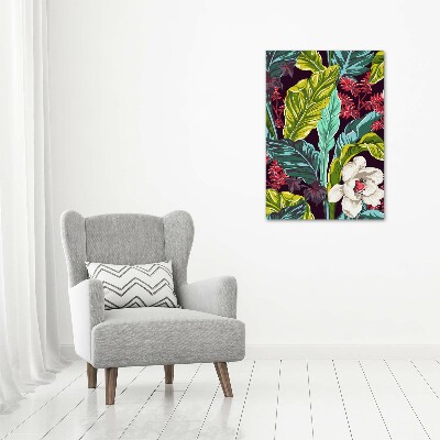 Quadro vetro verticale Fiori tropicali