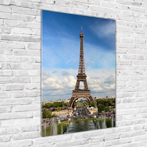 Quadro stampa su vetro verticale Torre Eiffel Parigi