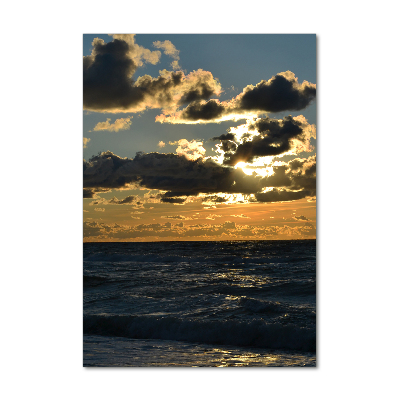 Quadro stampa su vetro verticale Mare al tramonto