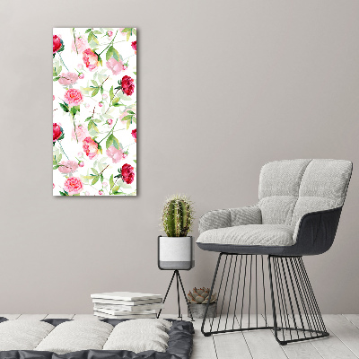Quadro in vetro verticale Rose e peonie
