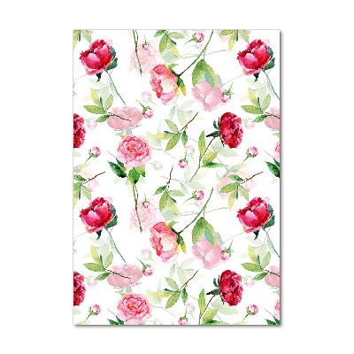 Quadro in vetro verticale Rose e peonie