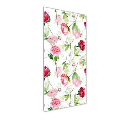 Quadro in vetro verticale Rose e peonie