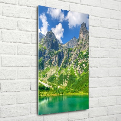 Quadro vetro verticale Lago tra le montagne