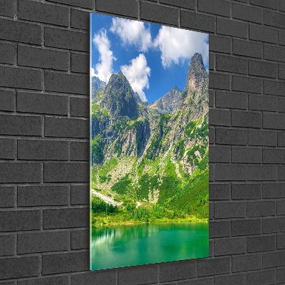 Quadro vetro verticale Lago tra le montagne