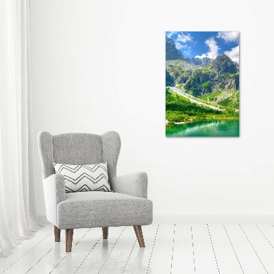 Quadro vetro verticale Lago tra le montagne