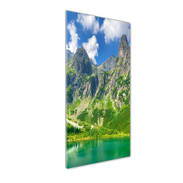 Quadro vetro verticale Lago tra le montagne