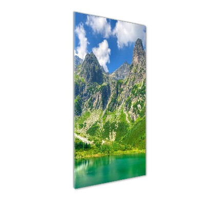 Quadro vetro verticale Lago tra le montagne