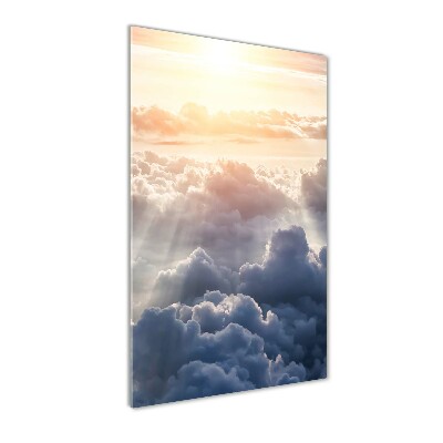 Quadro di vetro verticale Volo sopra le nuvole