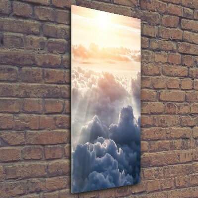 Quadro di vetro verticale Volo sopra le nuvole