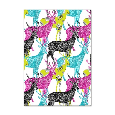 Quadro in vetro verticale Cervi colorati