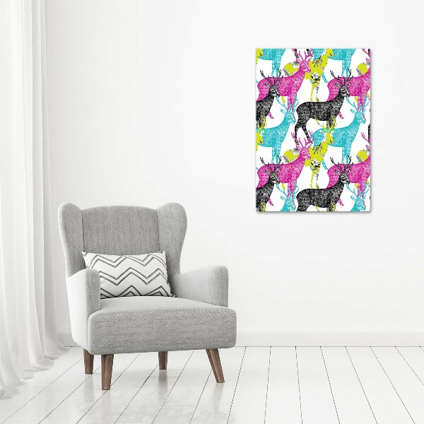 Quadro in vetro verticale Cervi colorati