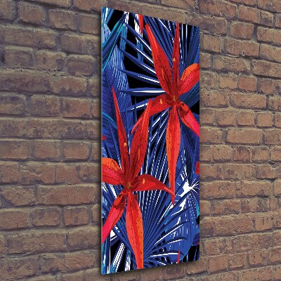 Quadro in vetro verticale Fiori tropicali