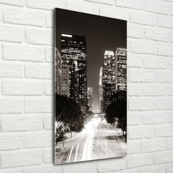 Quadro stampa su vetro verticale Los Angeles di notte