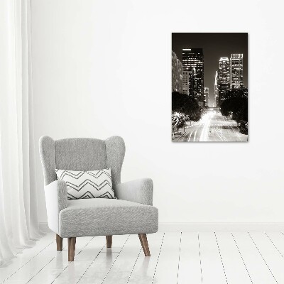 Quadro stampa su vetro verticale Los Angeles di notte